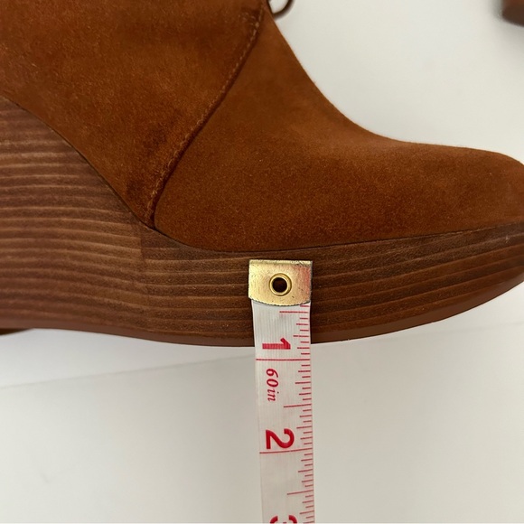 MICHAEL Michael Kors Pierce Leather Suede Rust Brown Lace Up Wedge Booties - 7.5 - Picture 8 of 10